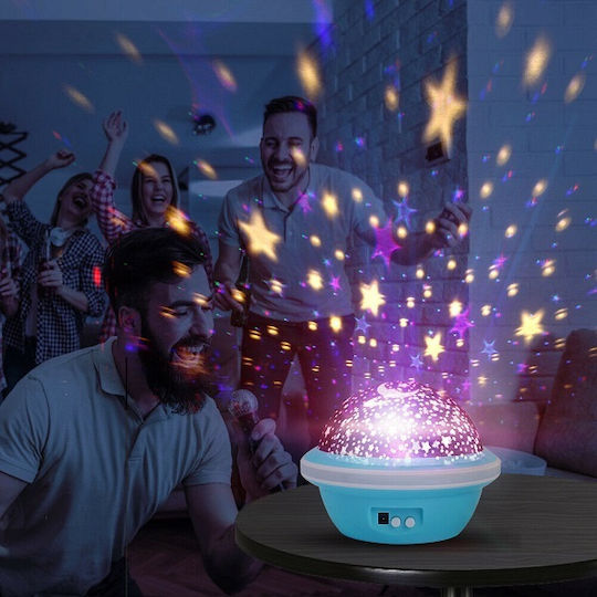 Led Kids Projector Lamp Starry Sky UFO with Star Projection Blue 8.5x8.5x11.5εκ.