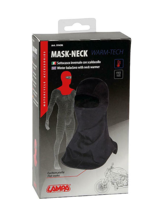 Lampa Mask-Neck Warm-Tech Full Face Motorcycle Rider Balaclava made of Polyester Black Color