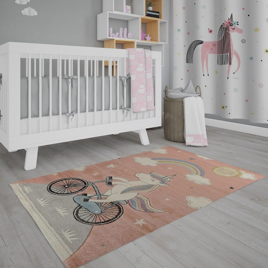Tzikas Carpets 40115-055 Παιδικό Χαλί Μονόκερος Ροζ 160x230cm Πάχους 13mm
