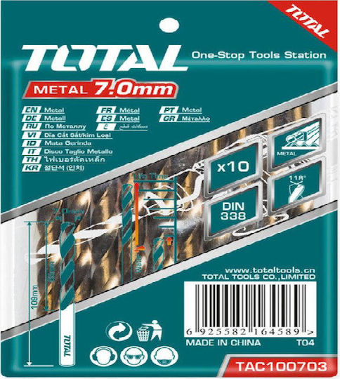 Total 0 Drill HSS with Cylindrical Shank for Metal 6x93mm