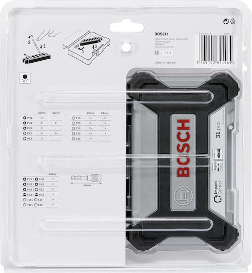 Bosch Σετ 31 Μύτες Κατσαβιδιού Impact Control