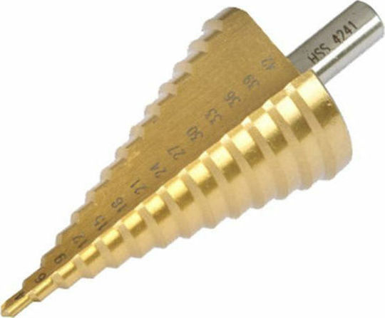 Pasco Cone HSS-Tin 4-42mm Conical Drill HSS Titanium with Cylindrical Shank for Metal και Wood