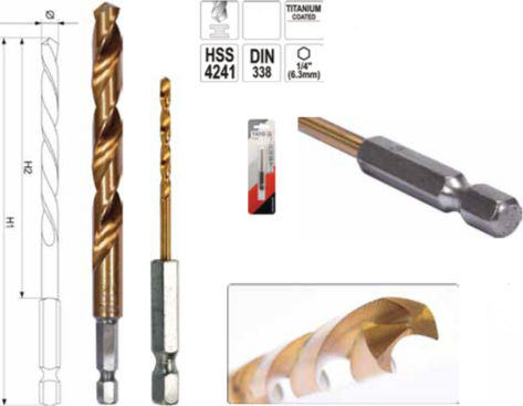 Yato Drill Bit HSS Titanium with Hexagon Shank for Metal 10x87mm