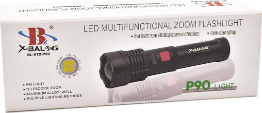 X-Balog Rechargeable Flashlight LED IPX4 with Maximum Brightness 1500lm P90 Black