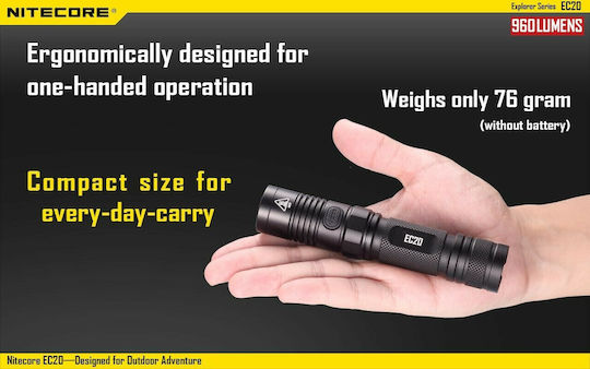 NiteCore Φακός LED IPX8 με Μέγιστη Φωτεινότητα 960lm EC20