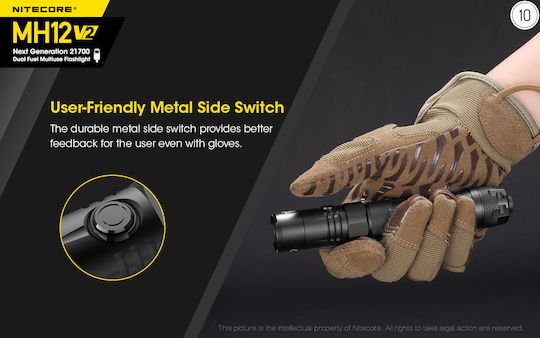 NiteCore Επαναφορτιζόμενος Φακός LED IPX8 με Μέγιστη Φωτεινότητα 1200lm MH12v2