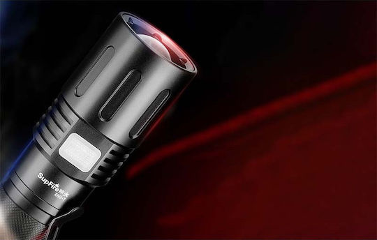 Superfire Rechargeable Flashlight LED IP34 with Maximum Brightness 1500lm Black