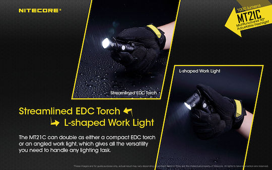 NiteCore Taschenlampe LED IPX8 mit maximaler Helligkeit 1000lm Mt21c 2 x CR123 , 2 x RCR123 Schwarz