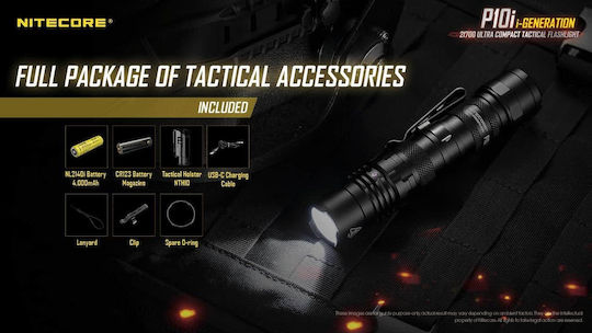 NiteCore Επαναφορτιζόμενος Φακός LED IP68 με Μέγιστη Φωτεινότητα 1800lm P10i Precise Tactical Ready
