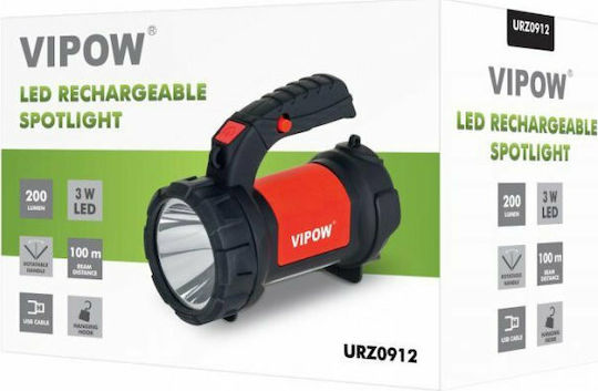 Vipow Lumină de lucru și de sit, cu baterie Proiector de Mână LED IP20 cu Luminozitate Maximă 200lm Integrat Negru