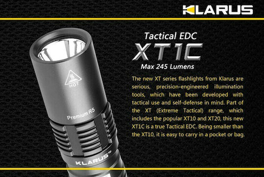 Klarus Επαναφορτιζόμενος Φακός LED IPX8 με Μέγιστη Φωτεινότητα 1000lm XT1C