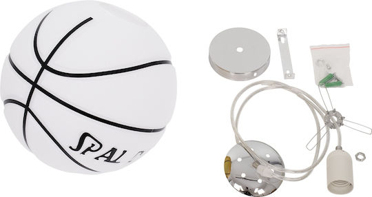 GloboStar Spalding Nba Μονόφωτο Παιδικό Φωτιστικό Κρεμαστό από Γυαλί με Υποδοχή E27 Λευκό 25x25cm