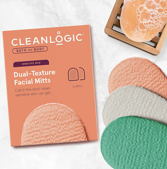 Cleanlogic Cleanlogic Bath Body Dual Texture Facial Mitts Гъба 1бр