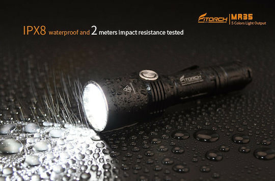 Fitorch Rechargeable Flashlight LED UV IPX8 with Maximum Brightness 1200lm MR35 2xCR123A Black
