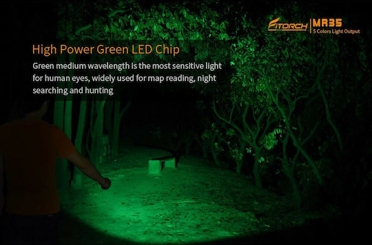 Fitorch Rechargeable Flashlight LED UV IPX8 with Maximum Brightness 1200lm MR35 2xCR123A Black