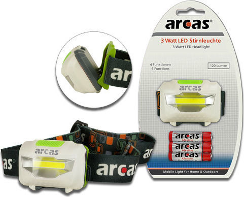 Arcas Φακός Κεφαλής LED με Μέγιστη Φωτεινότητα 120lm 3W Λευκός