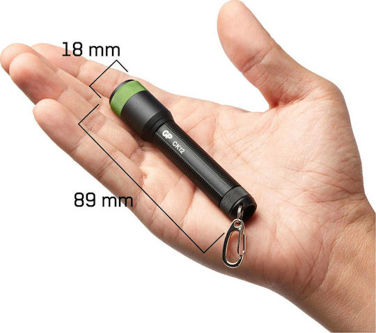 GP Batteries Keychain Flashlight LED IPX4 with Maximum Brightness 20lm Vole CK12 Black