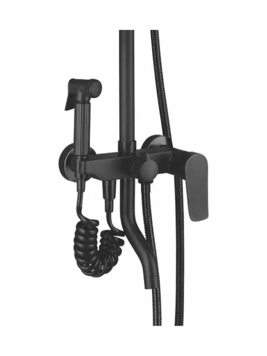 Naron Adjustable Shower Column with Mixer 75-110cm Black