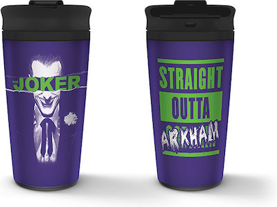 Pyramid International Straight Outta Arkham Joker Κούπα Μεταλλική με Καπάκι Μωβ 450ml