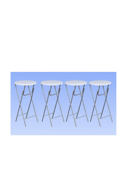 Tisch Bar für kleine Außenbereiche Zusammenklappbar White 60x60x112cm