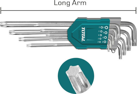 Total Σετ 9 Κλειδιά Torx σε Σχήμα L
