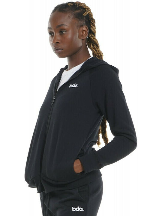 Women's Sweatshirt Jacket Velvet Hooded Black