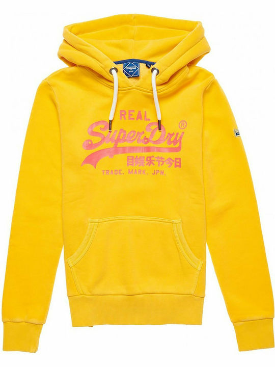 Vintage Logo Ac Lang Damen Sweatshirt Kapuzen Gelb