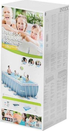 Intex Prism Metal Frame Piscină PVC 10.874lt Cu Cadru Metalic 488x244x107cm Gri