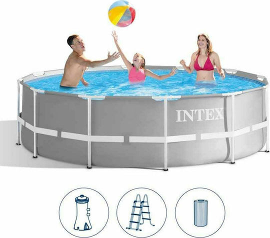 Intex Prism Frame Στρογγυλή Πισίνα 24.311lt με Μεταλλικό Σκελετό 549x122εκ. Γκρι