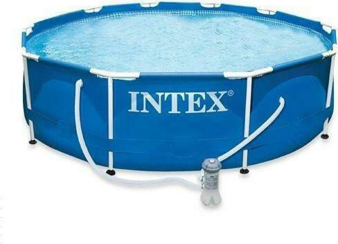 Intex Στρογγυλή Πισίνα PVC 6503lt με Μεταλλικό Σκελετό 366x76εκ. Μπλε