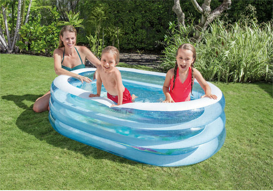 Intex Children's Oval Swimming Pool 230lt Inflatable 163x107x46cm Turquoise