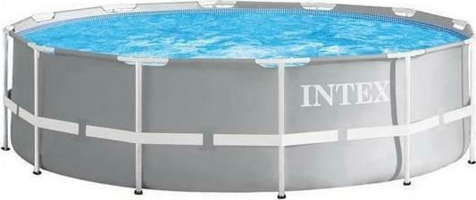 Intex Prism Στρογγυλή Πισίνα PVC 6503lt με Μεταλλικό Σκελετό 366x76εκ. Γκρι
