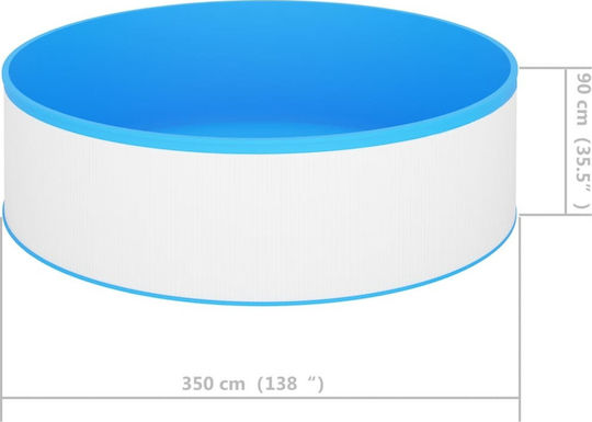 vidaXL Στρογγυλή Πισίνα PVC 7200lt Φουσκωτή 350x90εκ. Λευκή