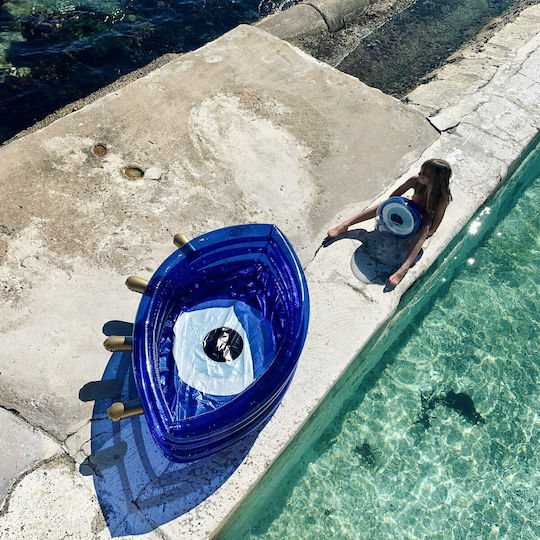 Sunnylife Greek Eye Детски Кръгъл Басейн PVC Надуваем 160x39см Син