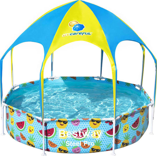 Bestway Piscină Rotundă Pentru Copii PVC 1688lt Cu Cadru Metalic 244x51cm Albastru