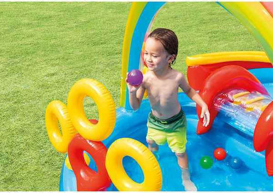 Intex Rainbow Ring Play Center Children's Round Swimming Pool 206lt Inflatable 297x135cm Light Blue