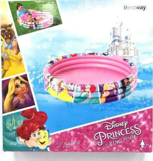 Bestway Children's Round Swimming Pool 140L Inflatable 122x25cm Princess Pink