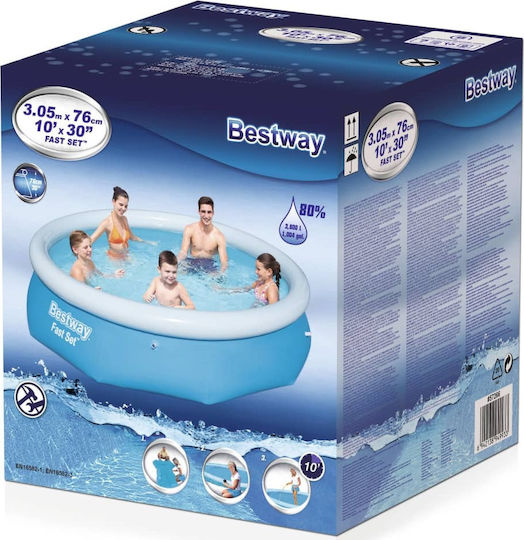 Bestway Скръгъл Басейн PVC 3800л Надуваем 305x76см Светлосин