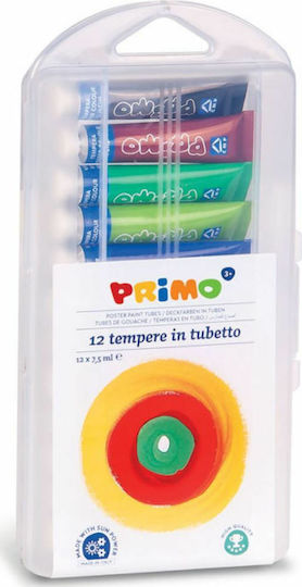Primo Tempera Paints Multicolour in Tube 7.5ml 12pcs