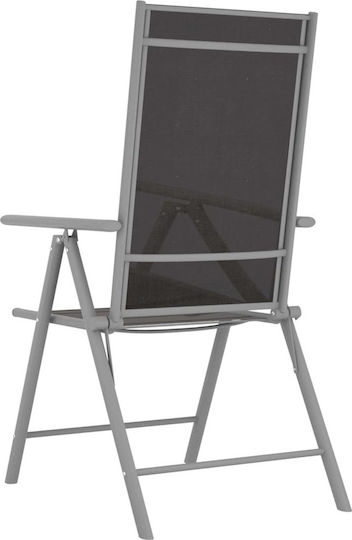 vidaXL Stuhl Strand Aluminium Schwarz Set 4Stück