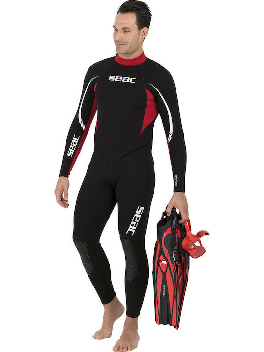 Seac Relax Full Wetsuit Double-Lined with Zip Black Red 2.2mm