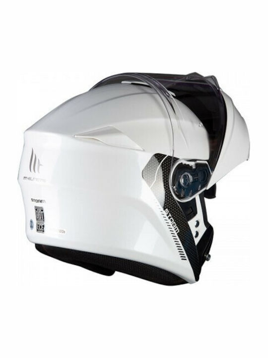 MT Storm SV White Gloss Pearl Motorcycle Helmet Flip-Up ECE 22.05 1550gr