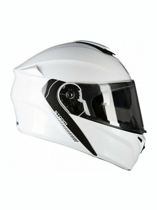 MT Storm SV White Gloss Pearl Motorcycle Helmet Flip-Up ECE 22.05 1550gr