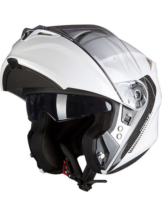 MT Storm SV White Gloss Pearl Motorcycle Helmet Flip-Up ECE 22.05 1550gr