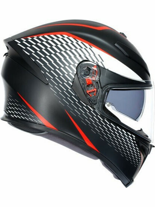 AGV K5 S Matt Black White Red Motorcycle Helmet Full Face 1390gr with Pinlock and Sun Visor