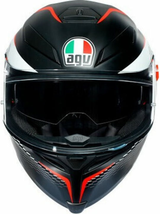 AGV K5 S Matt Black White Red Motorcycle Helmet Full Face 1390gr with Pinlock and Sun Visor
