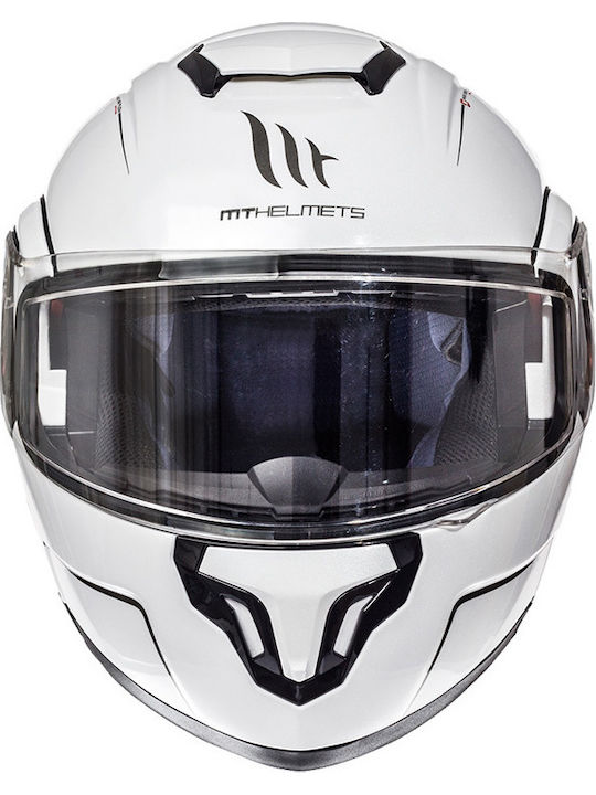 MT Atom SV Gloss Pearl White Motorradhelm Flip-Up ECE 22.05 1750gr mit Sunvisor