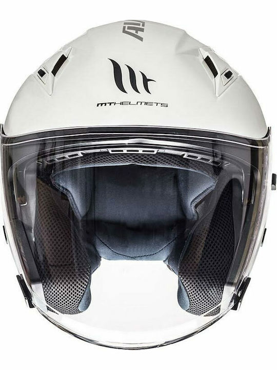 MT Avenue Gloss Pearl White Motorcycle Helmet Jet ECE 22.05 1300gr with Sunvisor