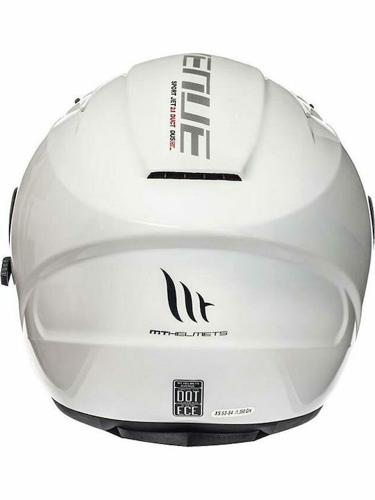 MT Avenue Gloss Pearl White Motorcycle Helmet Jet ECE 22.05 1300gr with Sunvisor