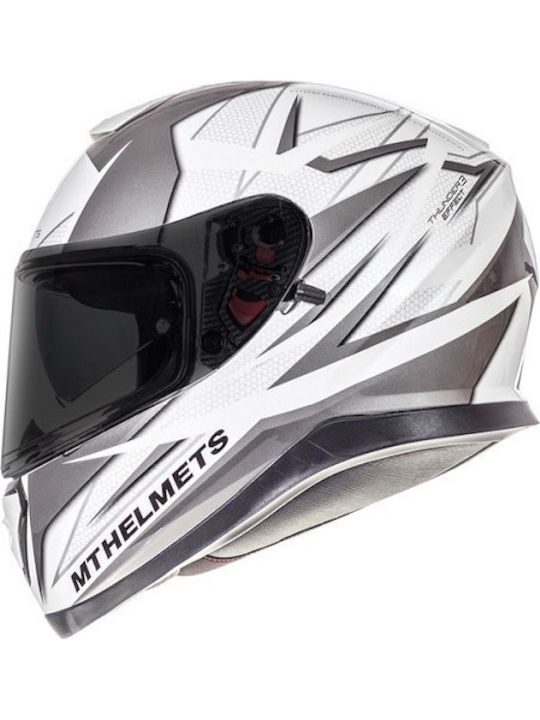 MT Thunder 3 SV Effect Gloss Perlmutt Weiß Silber Anthrazit Motorradhelm Vollgesicht ECE 22.05 mit Sunvisor
